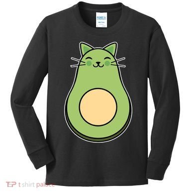 Avocato Avacado Cat Cute Kids Long Sleeve Shirt