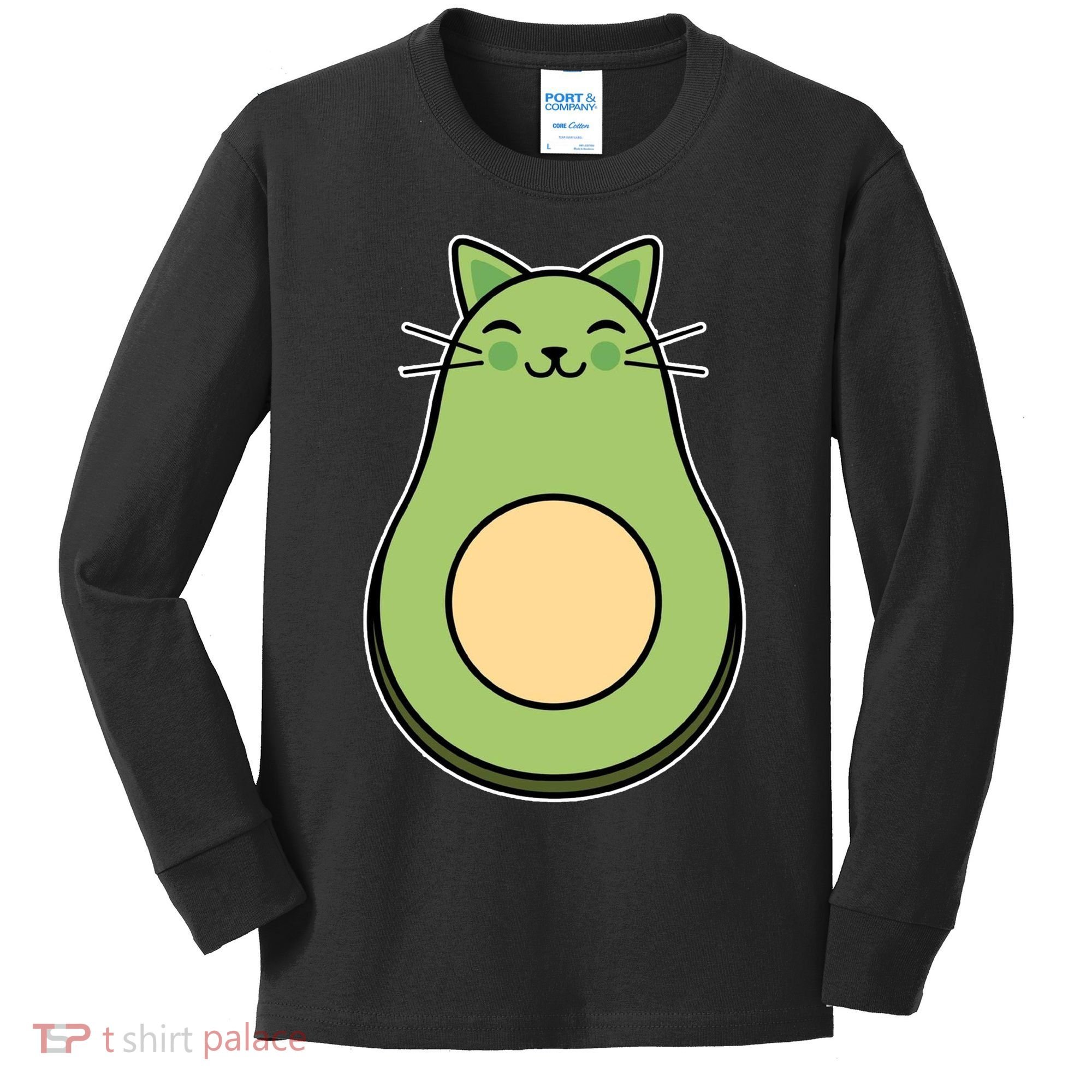 Avocato Avacado Cat Cute Kids Long Sleeve Shirt