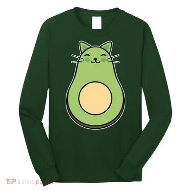 Avocato Avacado Cat Cute Long Sleeve Shirt