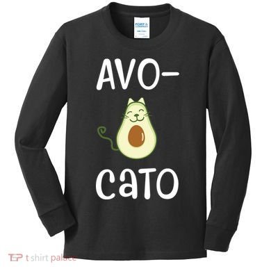 Avocato Cat Avocado Kids Long Sleeve Shirt