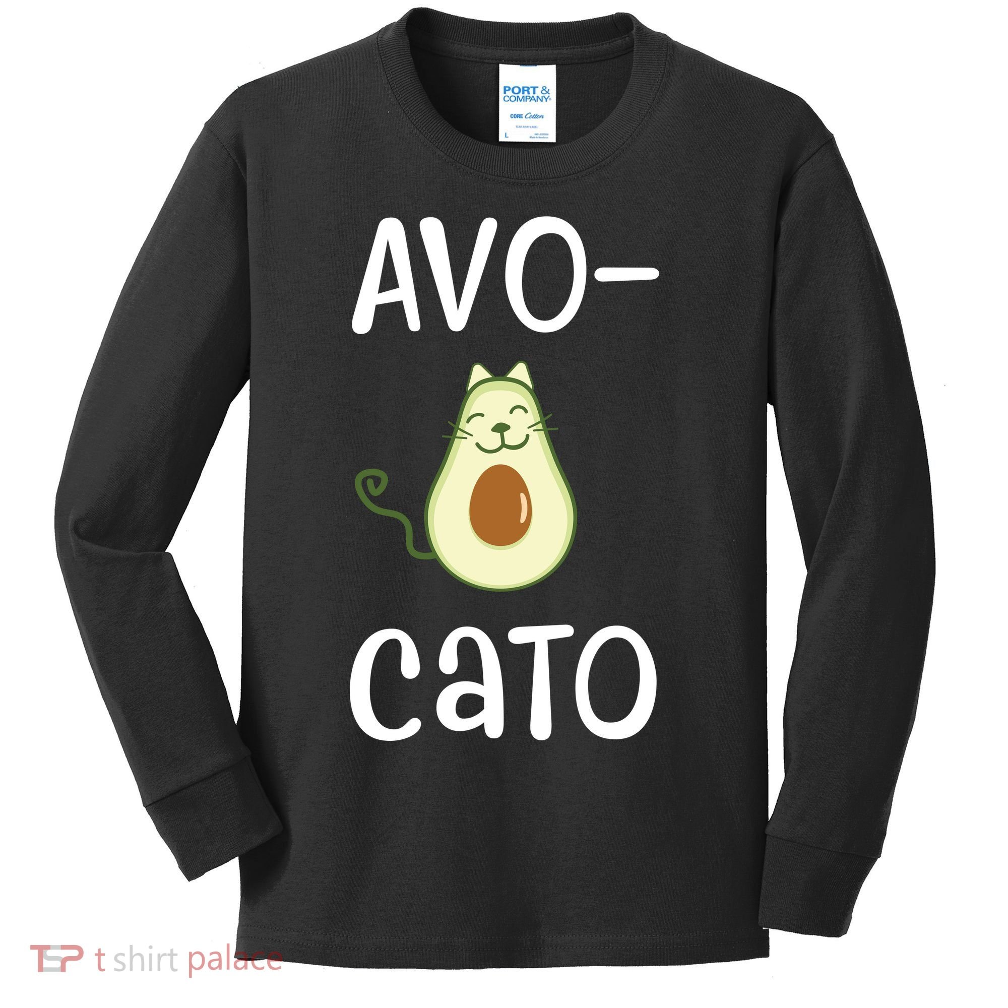 Avocato Cat Avocado Kids Long Sleeve Shirt