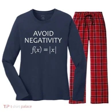 Avoid Negativity Math Joke Women's Long Sleeve Flannel Pajama Set