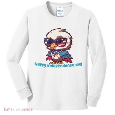 America Vintage Patriotic Bald Eagle Kids Long Sleeve Shirt
