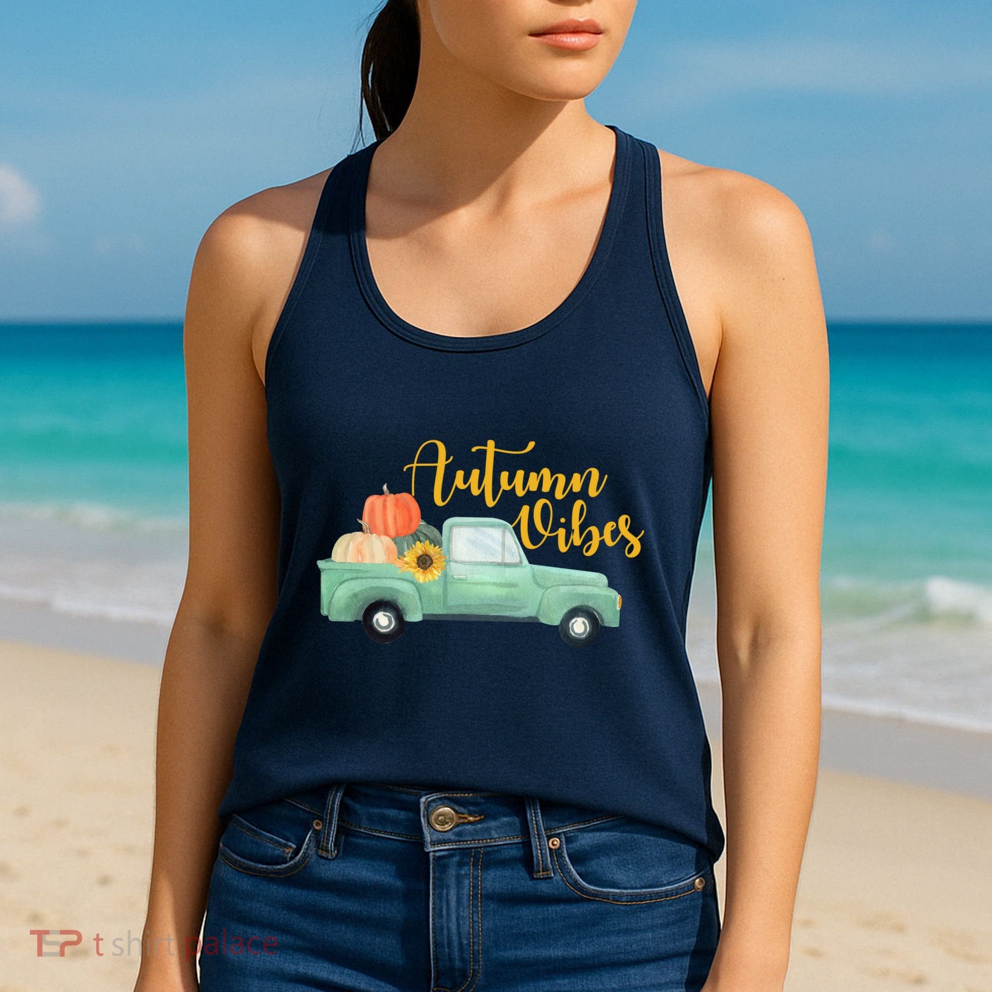 Autumn Vibes Pumpkin Truck Women's Tank Top