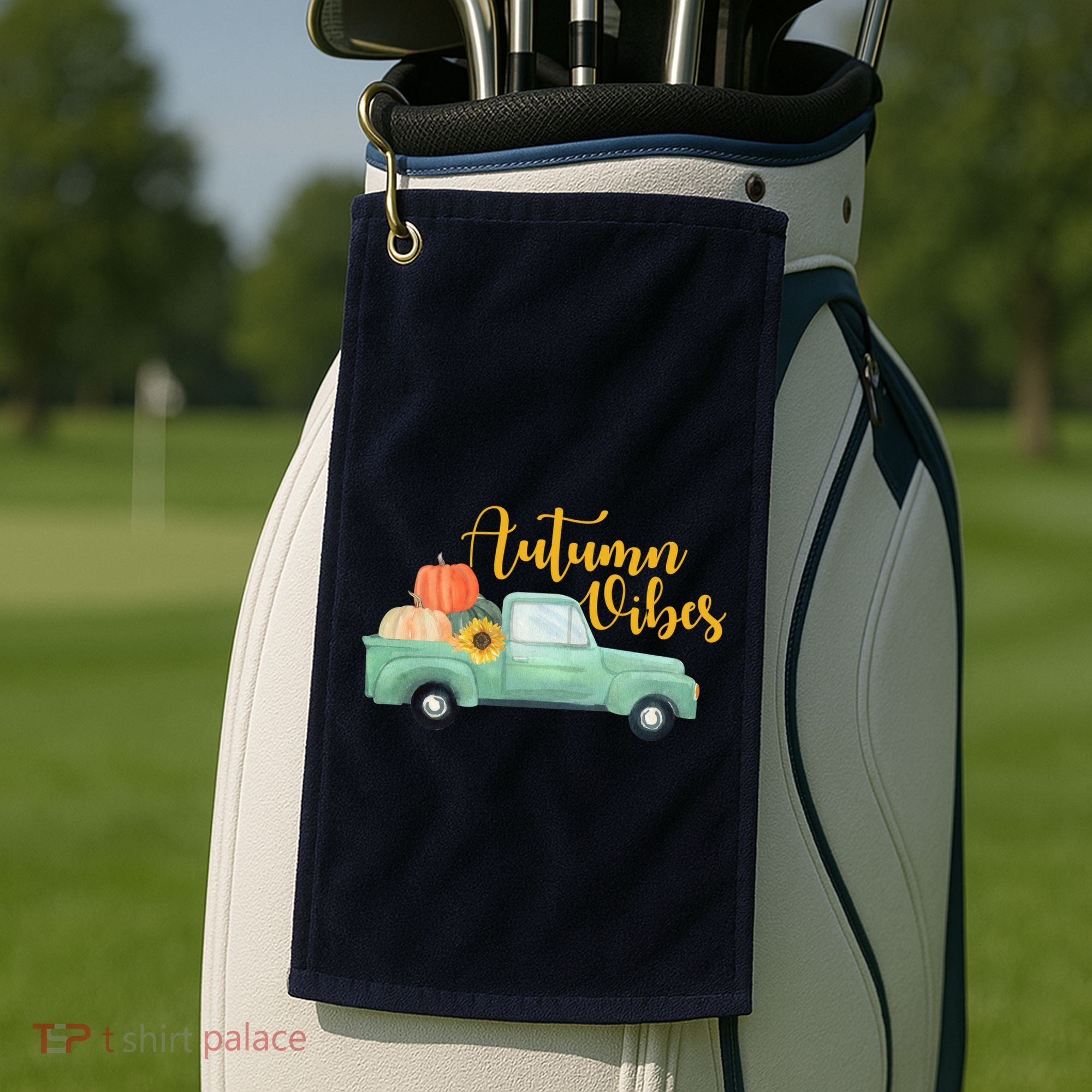 Autumn Vibes Pumpkin Truck Golf Towel