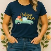 Autumn Vibes Pumpkin Truck Women's T-Shirt thumb 2