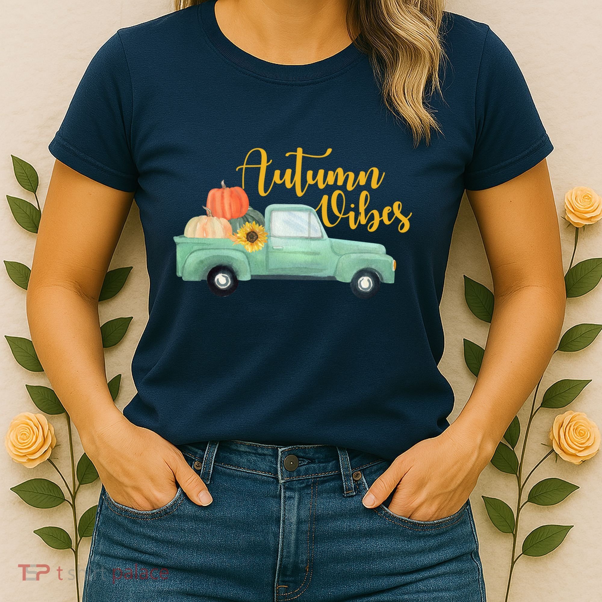 Autumn Vibes Pumpkin Truck Women's T-Shirt