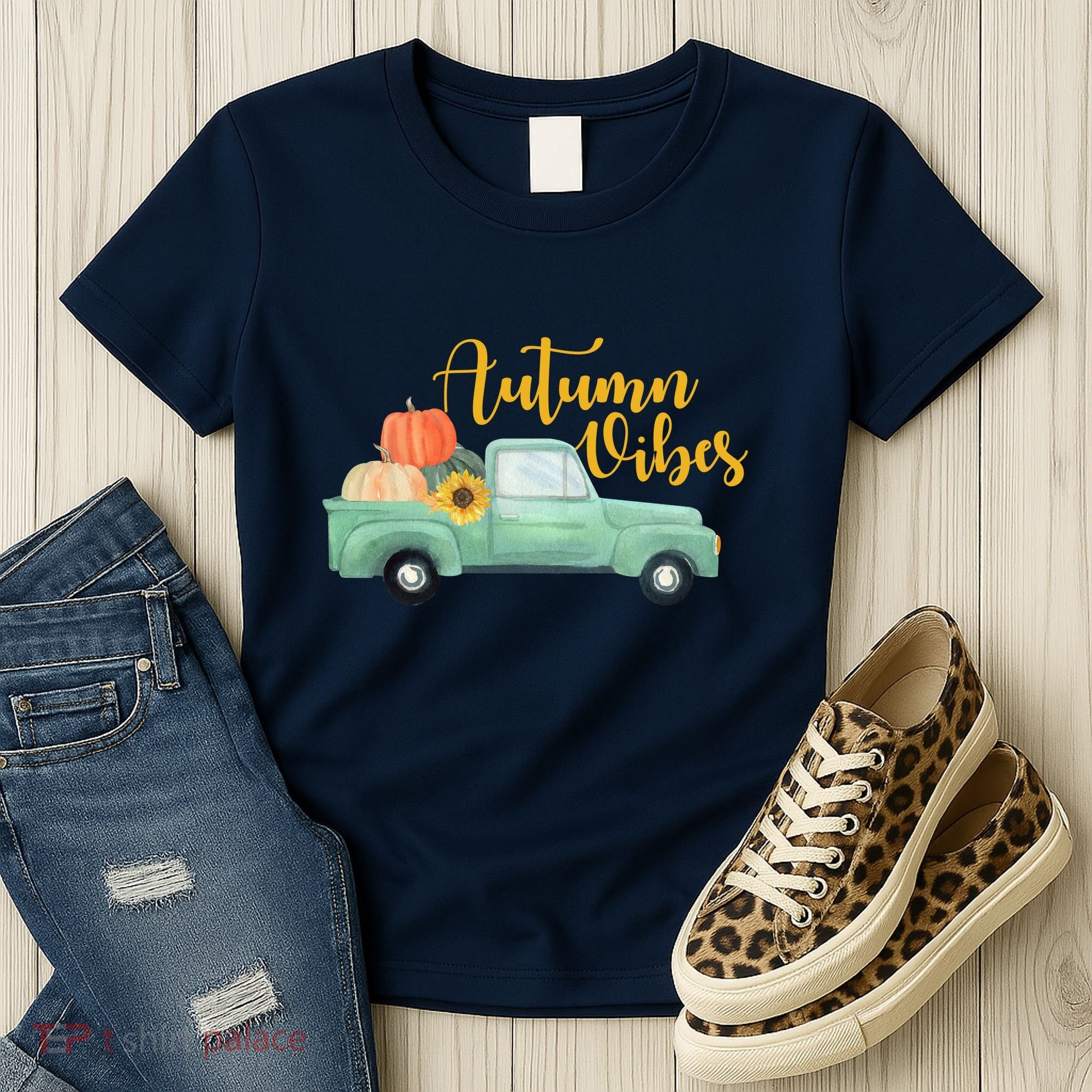 Autumn Vibes Pumpkin Truck Women's T-Shirt