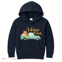 Autumn Vibes Pumpkin Truck Kids Hoodie thumb 0