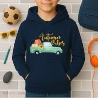 Autumn Vibes Pumpkin Truck Kids Hoodie thumb 2