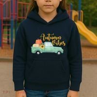 Autumn Vibes Pumpkin Truck Kids Hoodie thumb 3