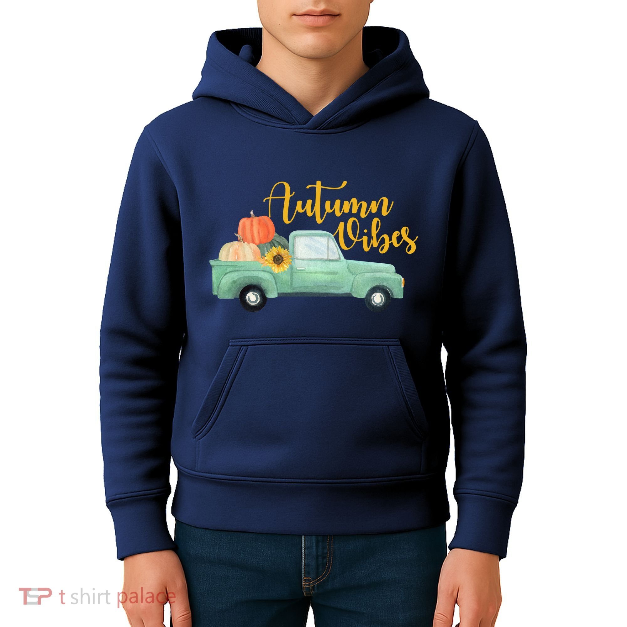 Autumn Vibes Pumpkin Truck Kids Hoodie