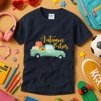 Autumn Vibes Pumpkin Truck Kids T-Shirt thumb 3