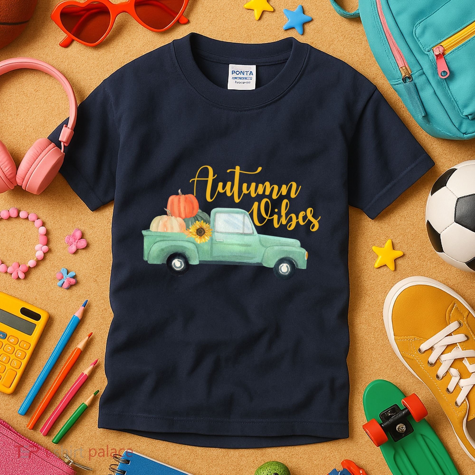 Autumn Vibes Pumpkin Truck Kids T-Shirt