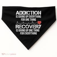 Addiction Vs Recovery Aa Na Heartbeat Clean Sober Life Gift USA-Made Doggie Bandana thumb 0