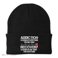 Addiction Vs Recovery Aa Na Heartbeat Clean Sober Life Gift Beanie thumb 0
