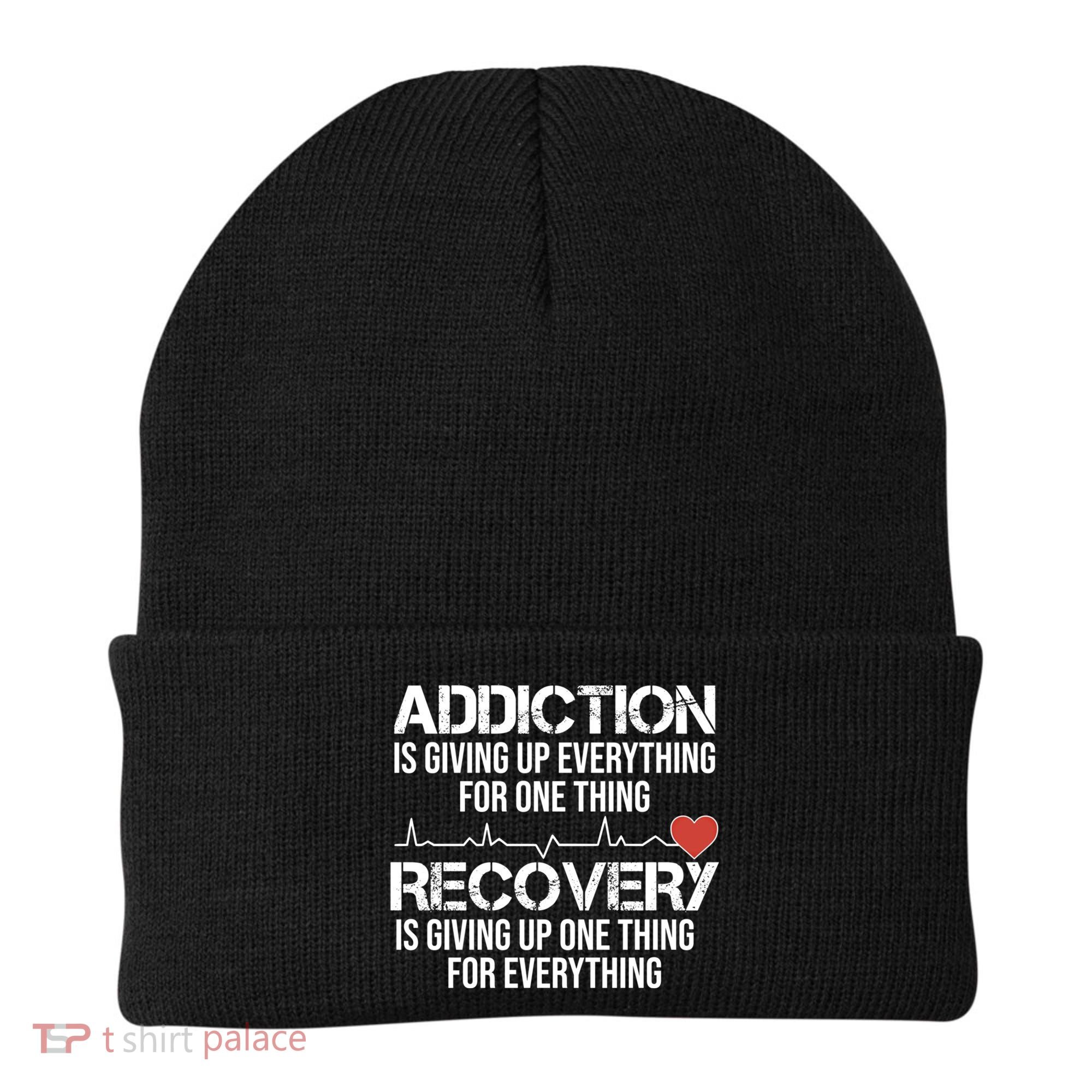 Addiction Vs Recovery Aa Na Heartbeat Clean Sober Life Gift Beanie