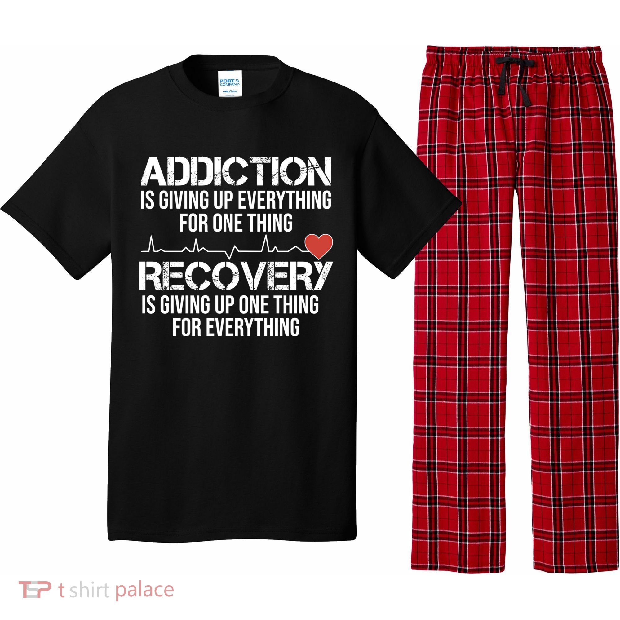 Addiction Vs Recovery Aa Na Heartbeat Clean Sober Life Gift Pajama Set