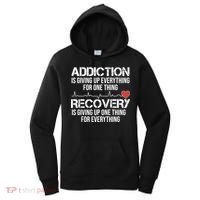 Addiction Vs Recovery Aa Na Heartbeat Clean Sober Life Gift Women's Hoodie thumb 0