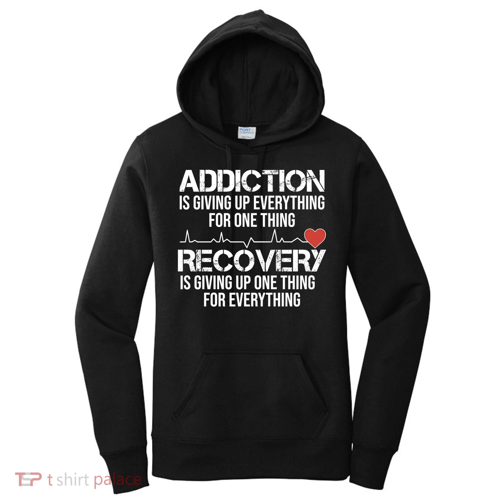 Addiction Vs Recovery Aa Na Heartbeat Clean Sober Life Gift Women's Hoodie