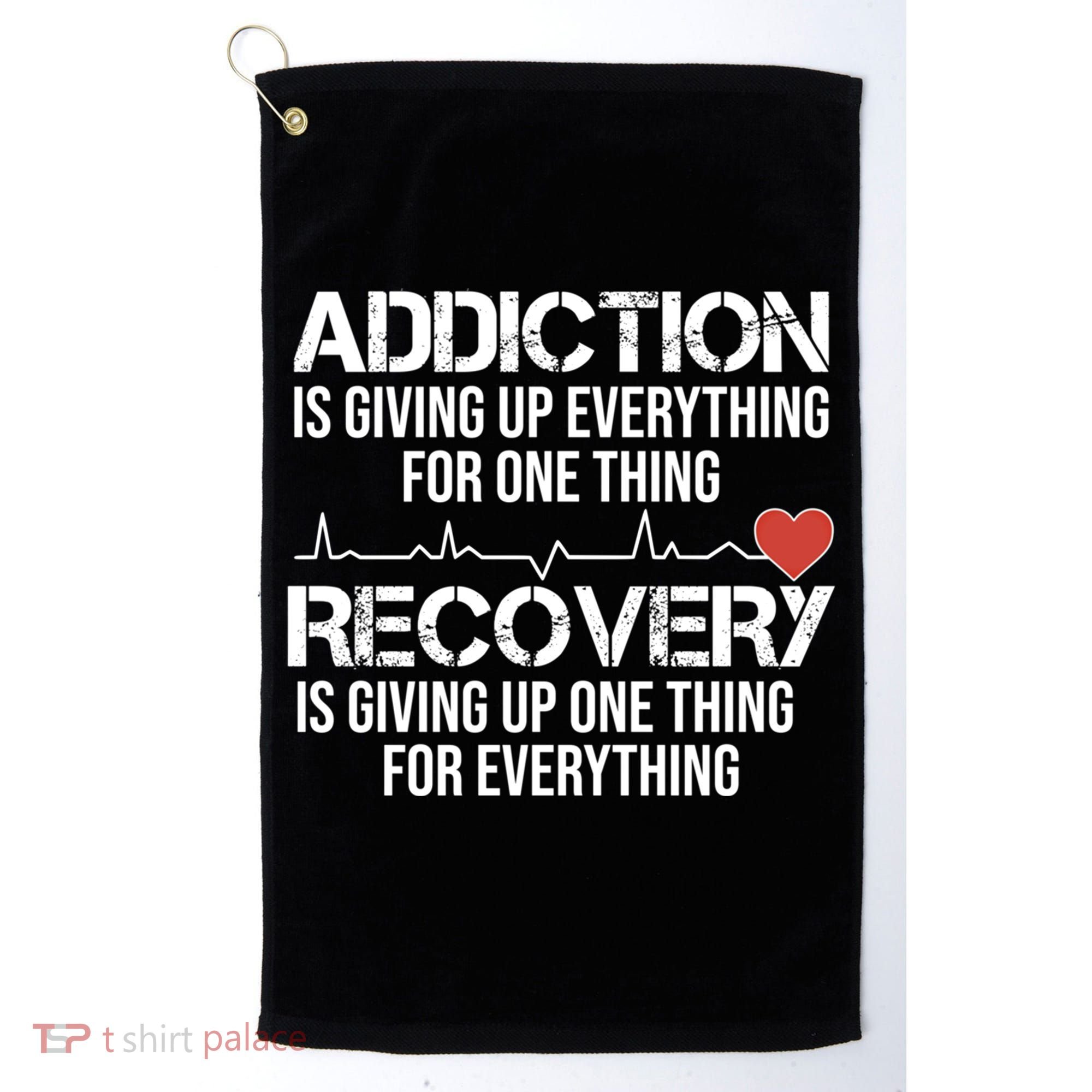 Addiction Vs Recovery Aa Na Heartbeat Clean Sober Life Gift Golf Towel