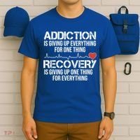 Addiction Vs Recovery Aa Na Heartbeat Clean Sober Life Gift T-Shirt thumb 6