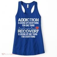 Addiction Vs Recovery Aa Na Heartbeat Clean Sober Life Gift Women's Tank Top thumb 0