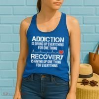 Addiction Vs Recovery Aa Na Heartbeat Clean Sober Life Gift Women's Tank Top thumb 2