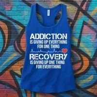 Addiction Vs Recovery Aa Na Heartbeat Clean Sober Life Gift Women's Tank Top thumb 3