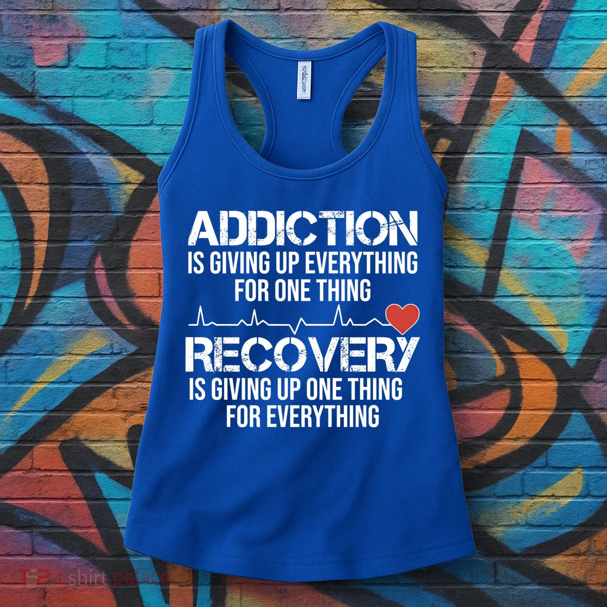 Addiction Vs Recovery Aa Na Heartbeat Clean Sober Life Gift Women's Tank Top