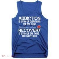 Addiction Vs Recovery Aa Na Heartbeat Clean Sober Life Gift Tank Top thumb 0