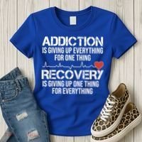 Addiction Vs Recovery Aa Na Heartbeat Clean Sober Life Gift Women's T-Shirt thumb 3
