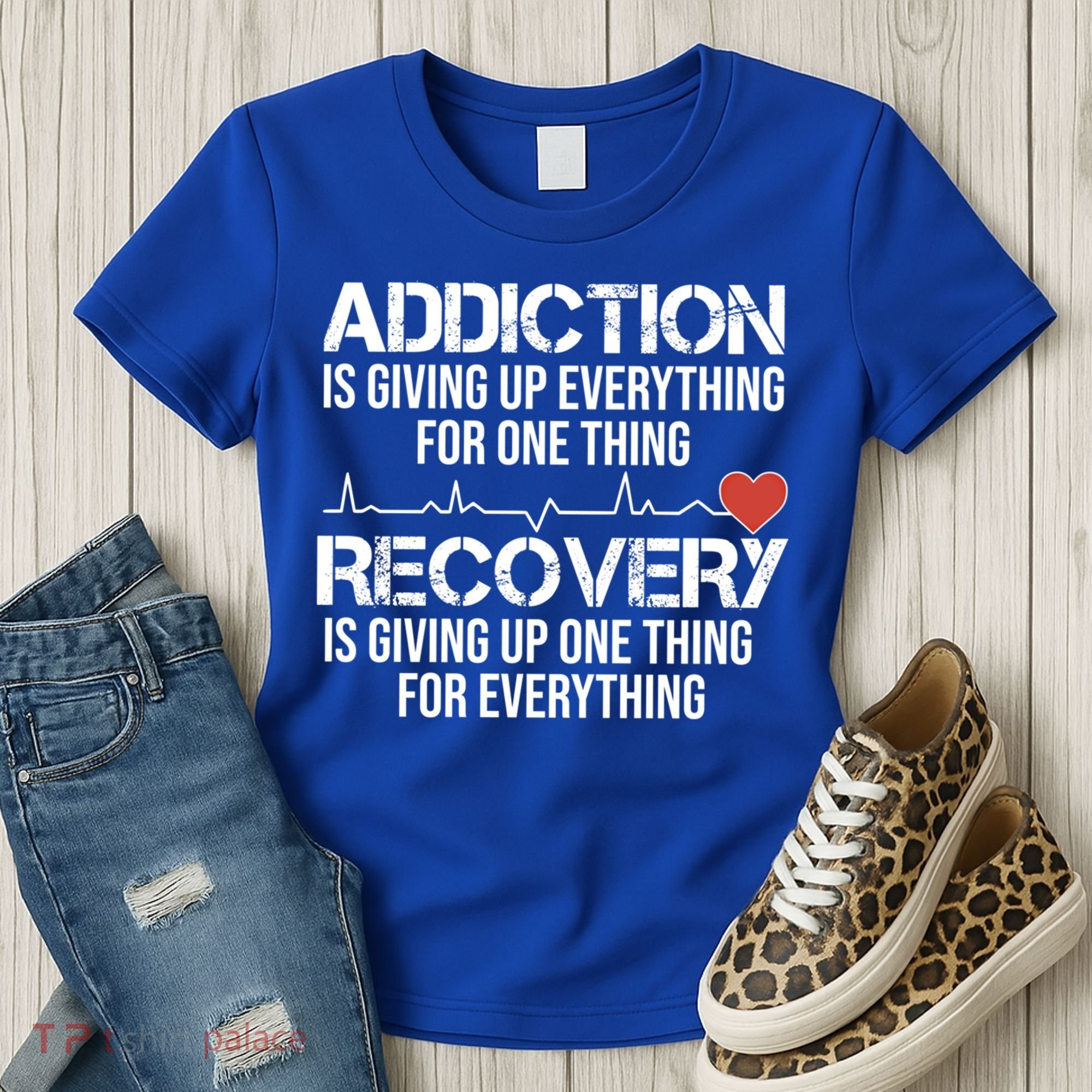 Addiction Vs Recovery Aa Na Heartbeat Clean Sober Life Gift Women's T-Shirt