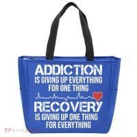 Addiction Vs Recovery Aa Na Heartbeat Clean Sober Life Gift Tote Bag thumb 0