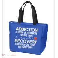 Addiction Vs Recovery Aa Na Heartbeat Clean Sober Life Gift Tote Bag thumb 3