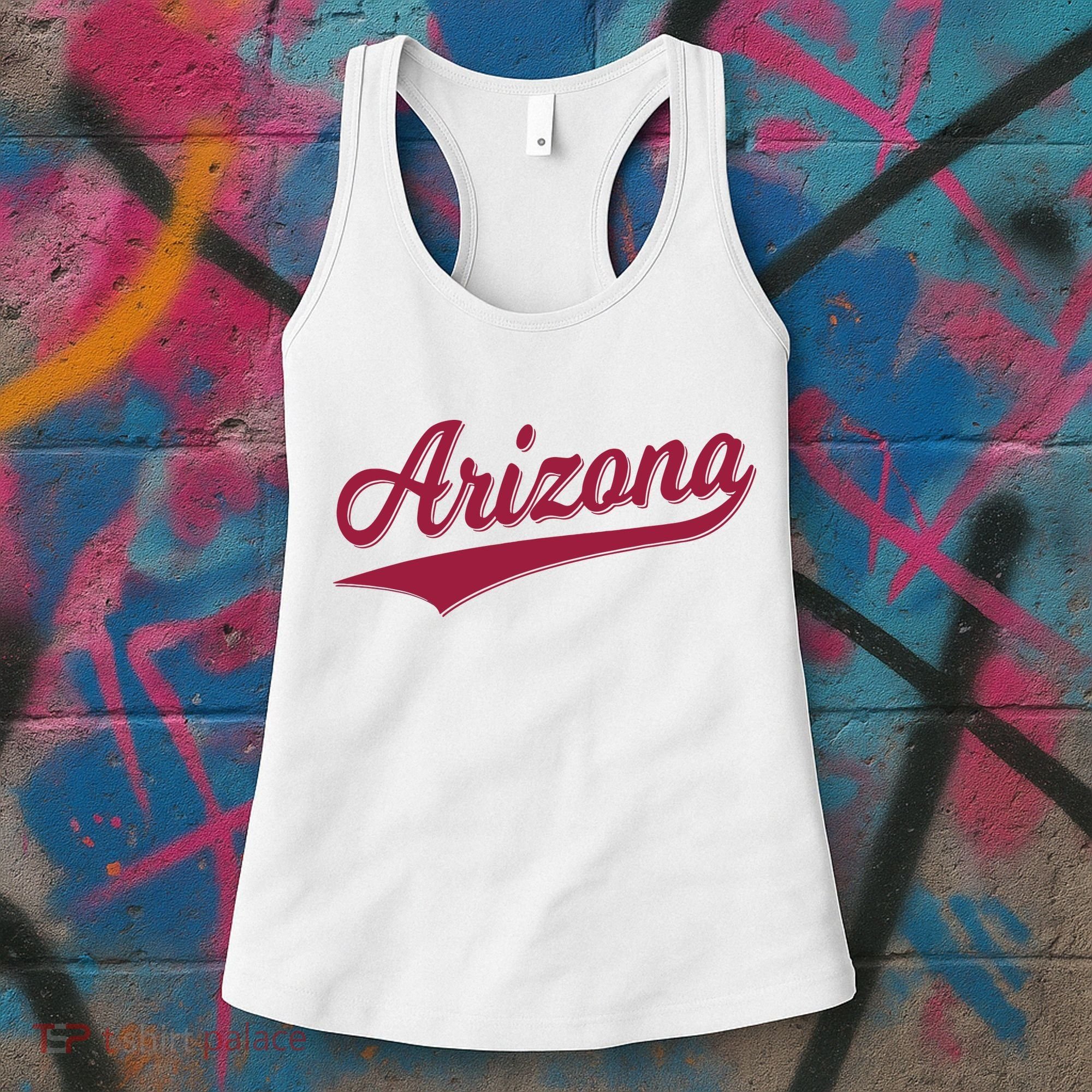 Arizona Varsity Script Classic Sports Jersey State Flag Women's Tank Top
