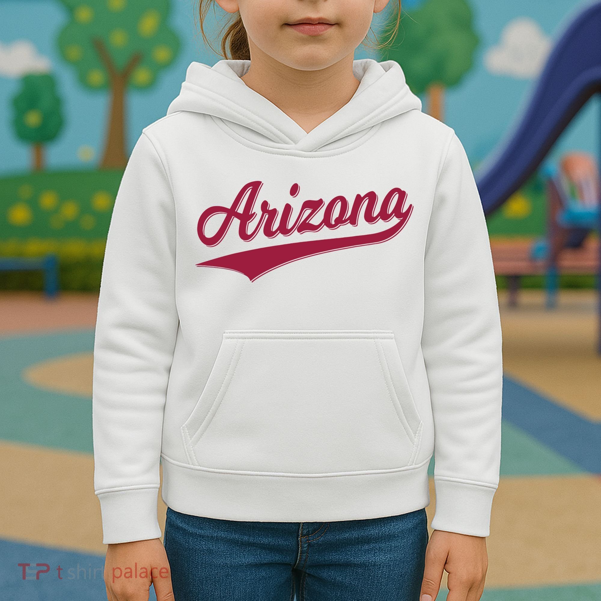 Arizona Varsity Script Classic Sports Jersey State Flag Kids Hoodie