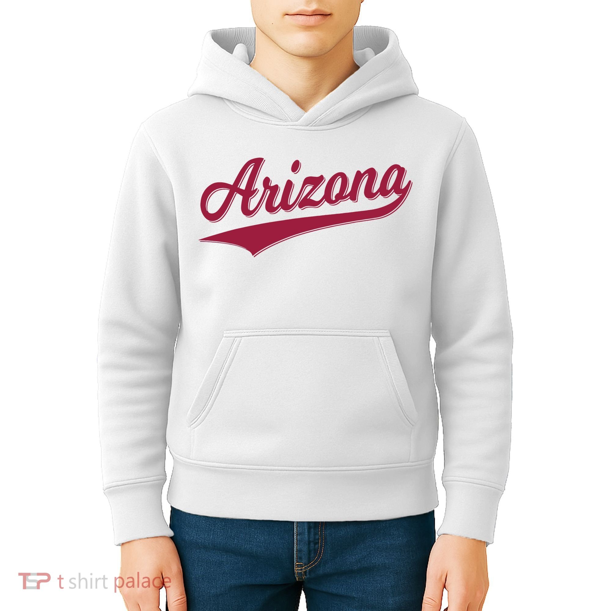 Arizona Varsity Script Classic Sports Jersey State Flag Kids Hoodie