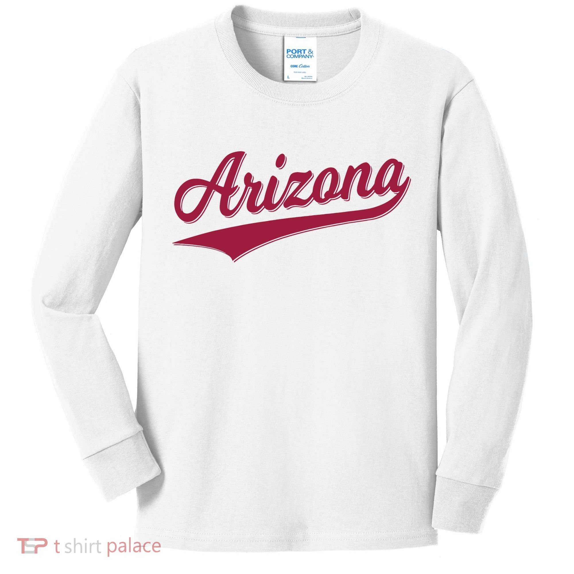 Arizona Varsity Script Classic Sports Jersey State Flag Kids Long Sleeve Shirt