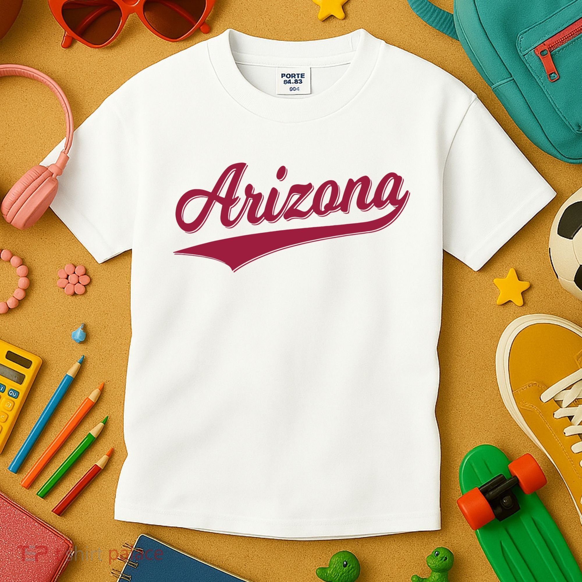 Arizona Varsity Script Classic Sports Jersey State Flag Kids T-Shirt
