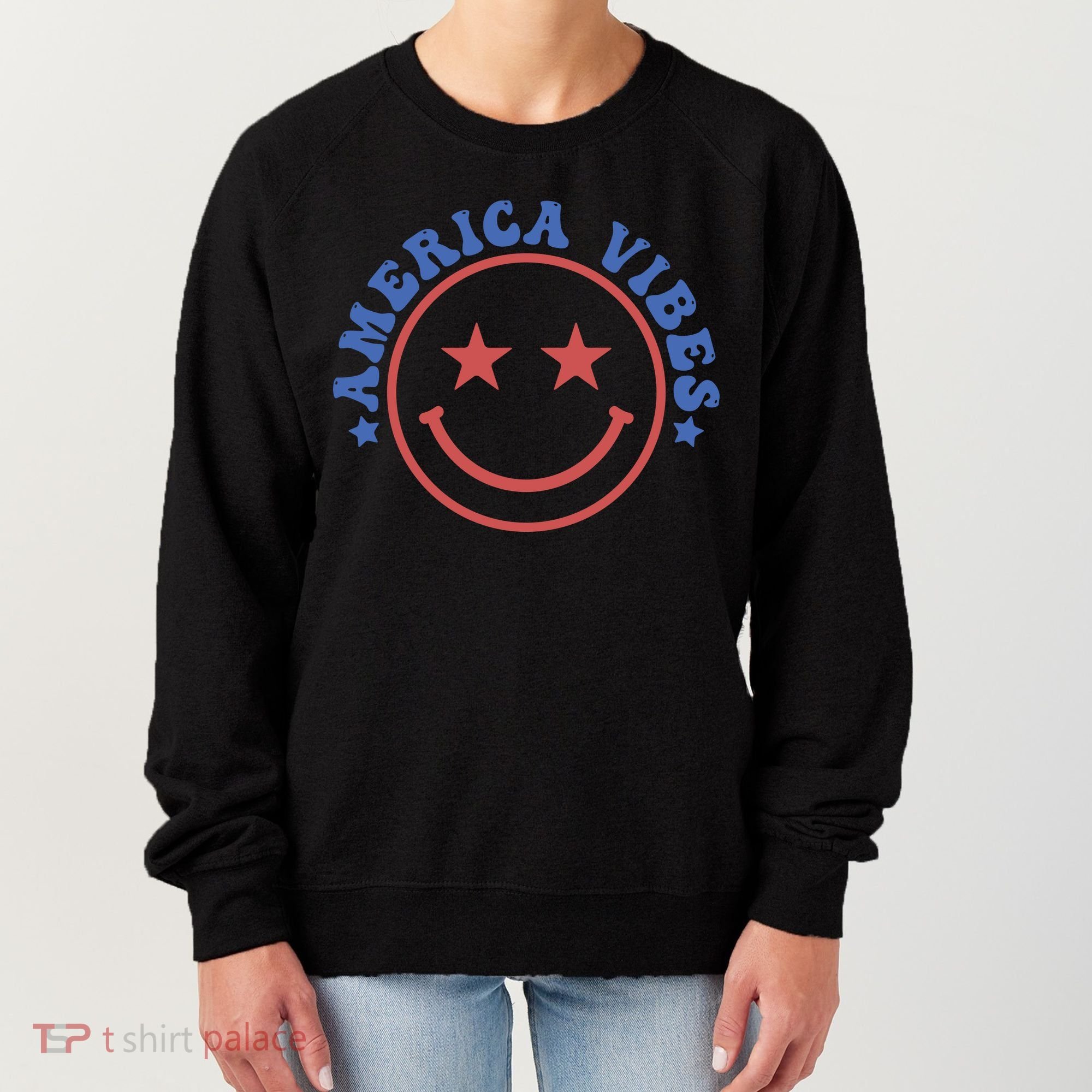 America Vibes Smiley 4th Of July Women's Sweatshirt