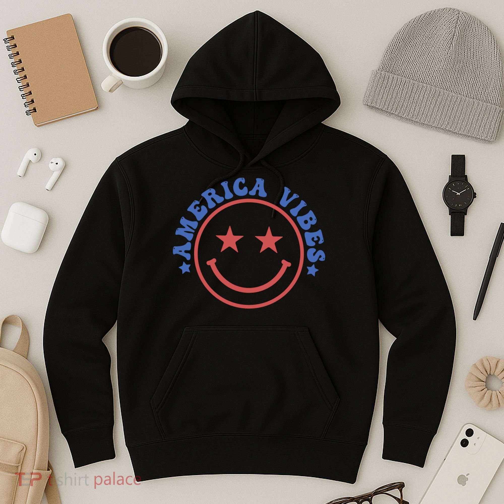 America Vibes Smiley 4th Of July Hoodie