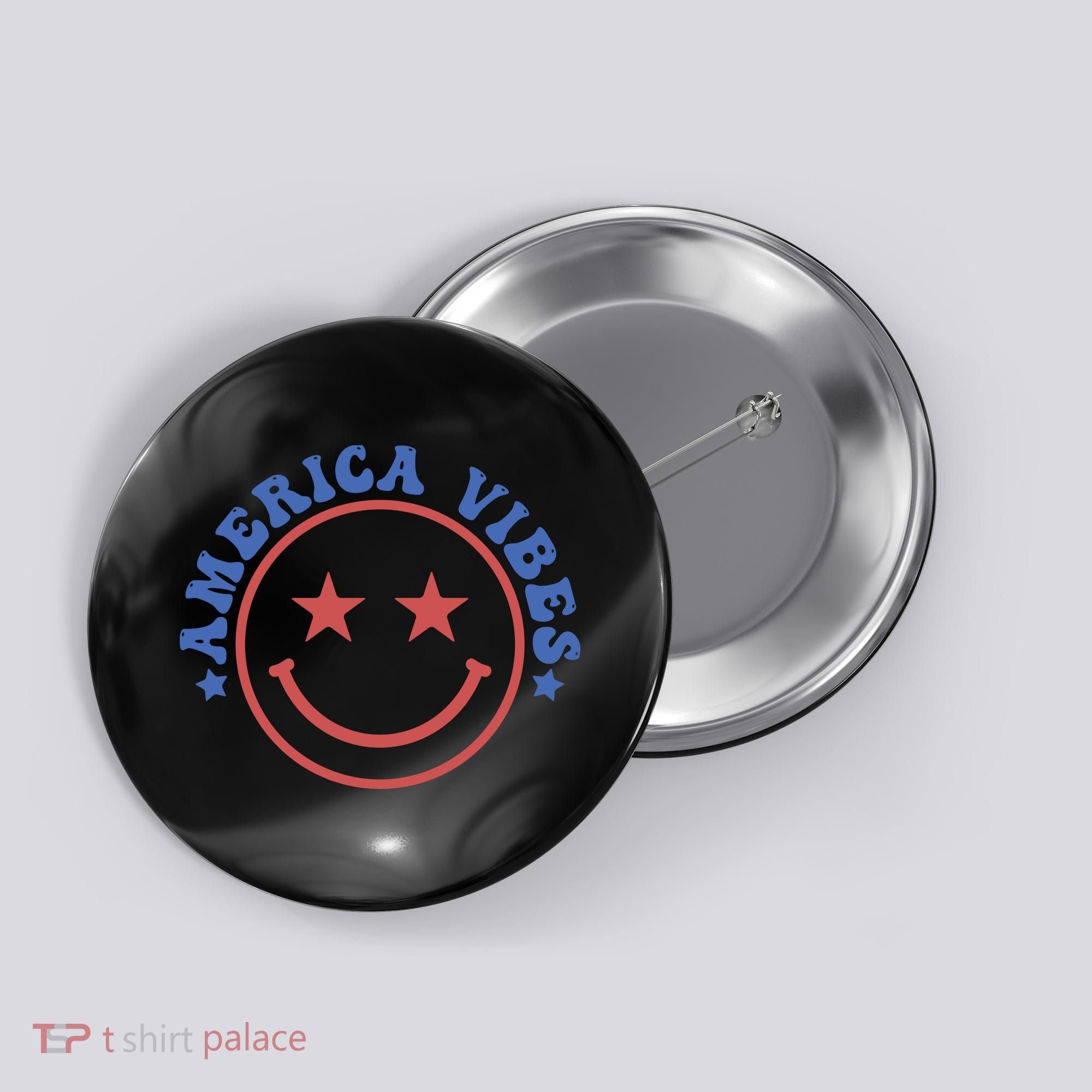 America Vibes Smiley 4th Of July Button