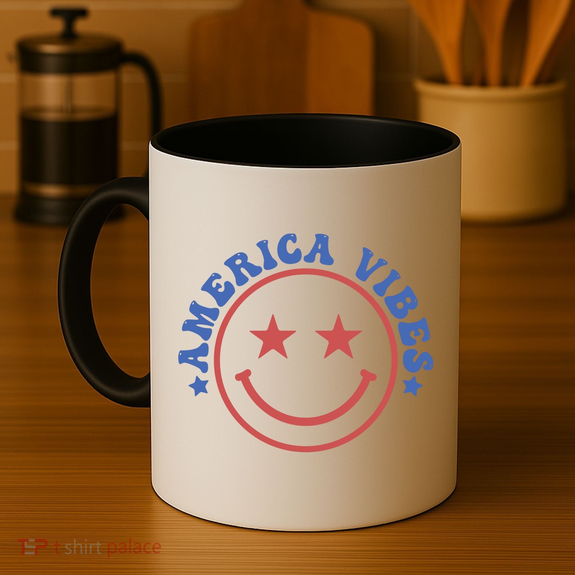 America Vibes Smiley 4th Of July Coffee Mug