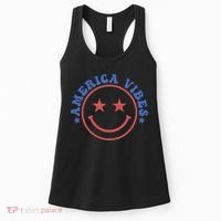America Vibes Smiley 4th Of July Women's Tank Top thumb 0