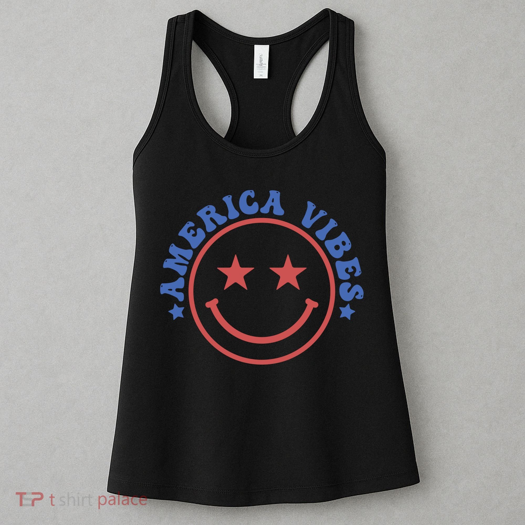 America Vibes Smiley 4th Of July Women's Tank Top