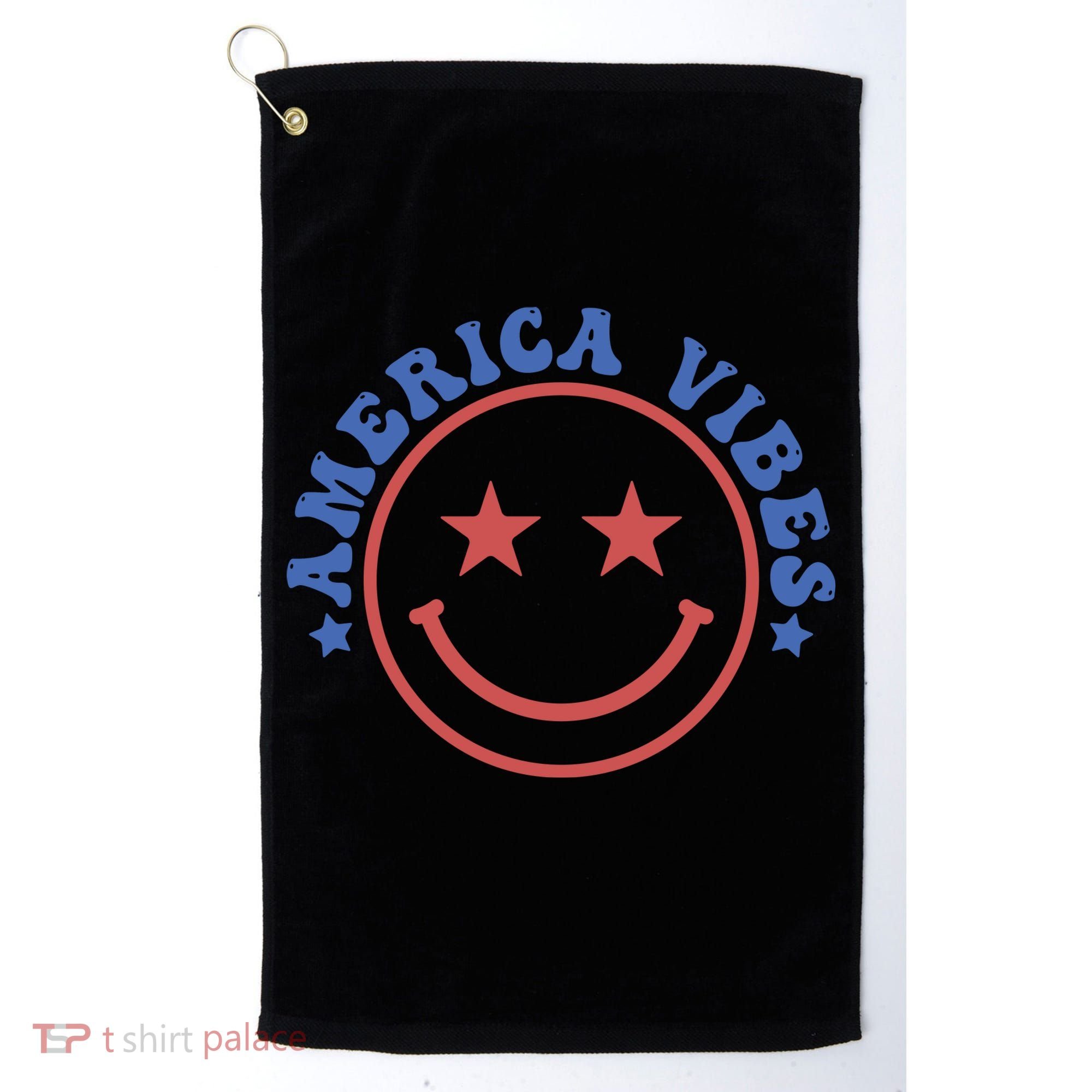 America Vibes Smiley 4th Of July Golf Towel