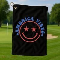 America Vibes Smiley 4th Of July Golf Towel thumb 1