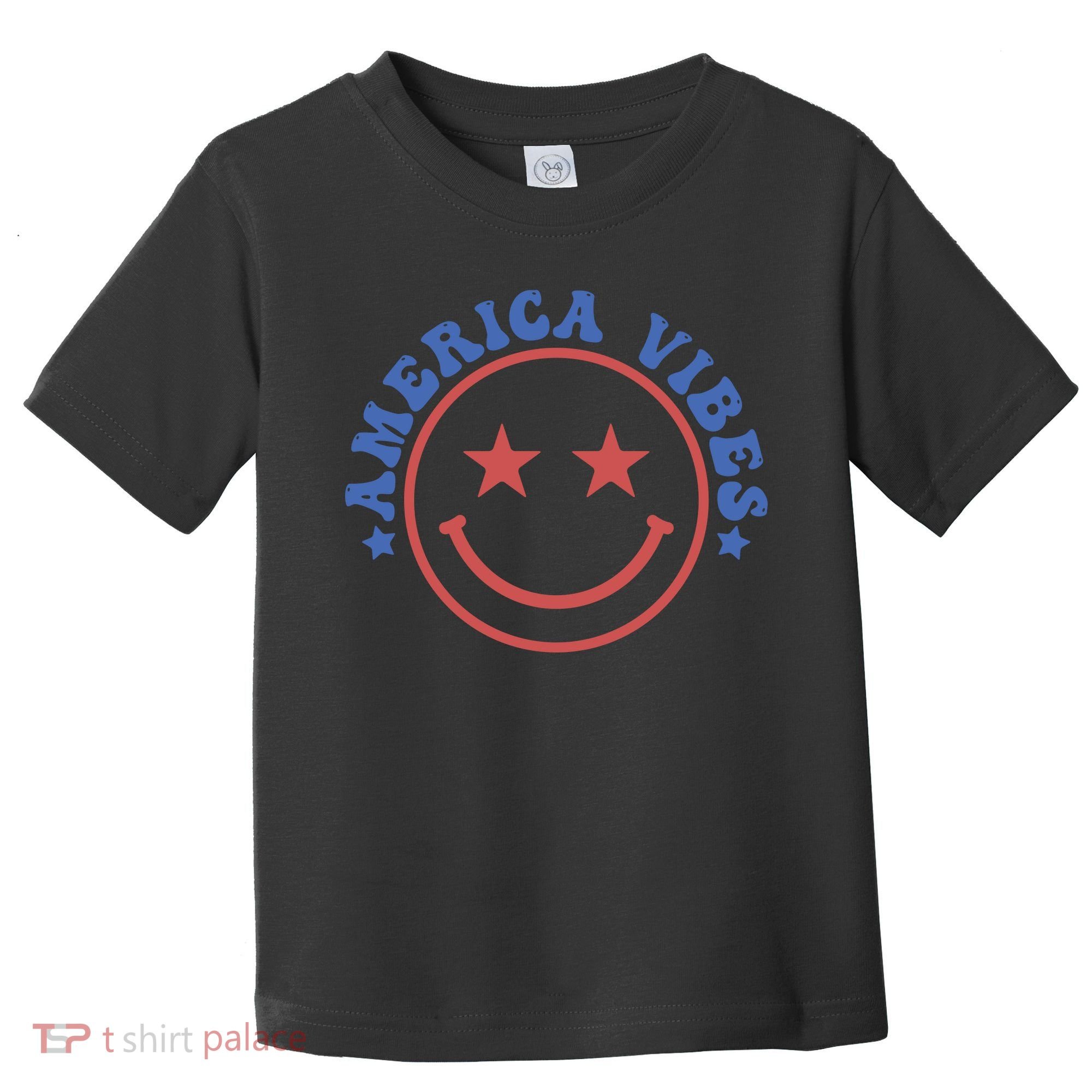 America Vibes Smiley 4th Of July Toddler T-Shirt