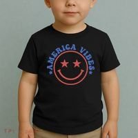 America Vibes Smiley 4th Of July Toddler T-Shirt thumb 2